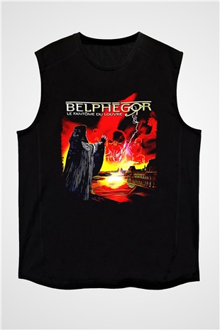 Belphegor Baskılı Unisex Siyah Kolsuz Tişört - Tshirt