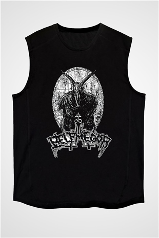 Belphegor Baskılı Unisex Siyah Kolsuz Tişört - Tshirt
