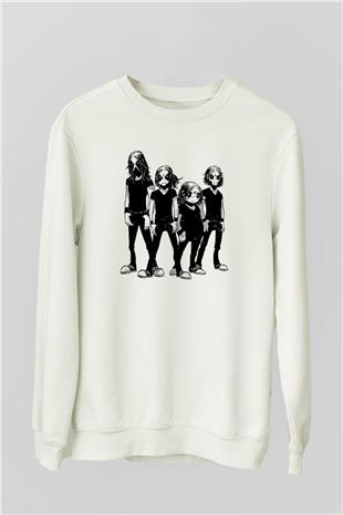 Belzebubs Baskılı Beyaz Unisex Sweatshirt