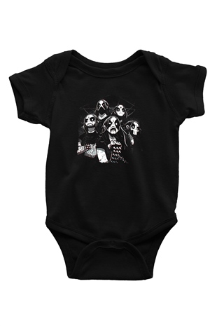 Belzebubs Baskılı Unisex Siyah Bebek Body - Zıbın