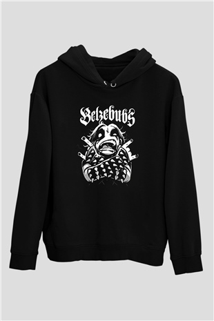 Belzebubs Baskılı Unisex Siyah Kapüşonlu Sweatshirt