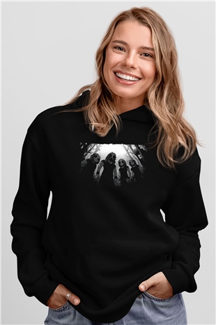 Belzebubs Baskılı Unisex Siyah Kapüşonlu Sweatshirt