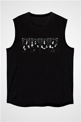 Belzebubs Baskılı Unisex Siyah Kolsuz Tişört - Tshirt
