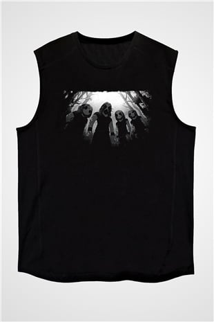 Belzebubs Baskılı Unisex Siyah Kolsuz Tişört - Tshirt