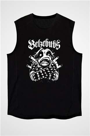 Belzebubs Baskılı Unisex Siyah Kolsuz Tişört - Tshirt