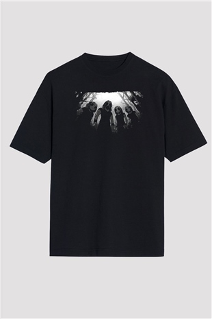 Belzebubs Baskılı Unisex Siyah Oversize Tişört - Tshirt