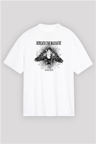 Beneath the Massacre Baskılı Unisex Beyaz Oversize Tişört