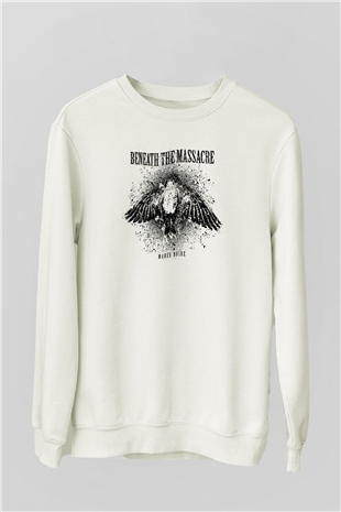Beneath the Massacre Baskılı Unisex Beyaz Sweatshirt