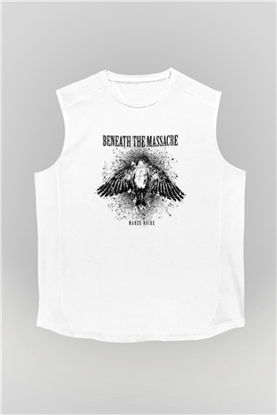 Beneath the Massacre Baskılı Unisex Beyaz Kolsuz Tişört
