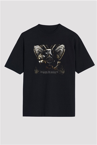 Beneath the Massacre Baskılı Unisex Siyah Oversize Tişört