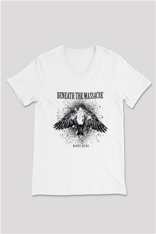 Beneath the Massacre Beyaz Unisex V Yaka Tişört