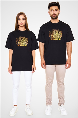 Benediction Baskılı Unisex Siyah Oversize Tişört