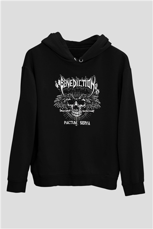 Benediction Siyah Unisex Kapüşonlu Sweatshirt