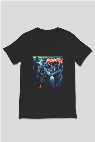 Benediction Siyah Unisex V Yaka Tişört T-Shirt