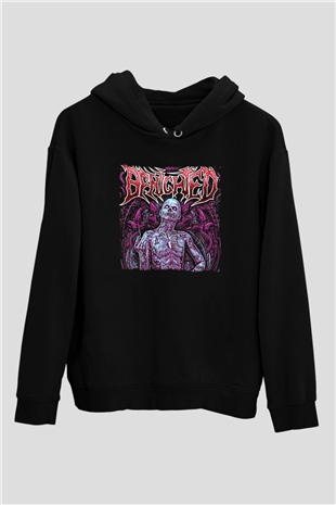 Benighted Baskılı Unisex Siyah Kapüşonlu Sweatshirt