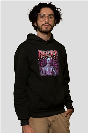 Benighted Baskılı Unisex Siyah Kapüşonlu Sweatshirt