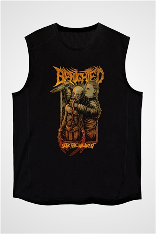 Benighted Baskılı Unisex Siyah Kolsuz Tişört - Tshirt