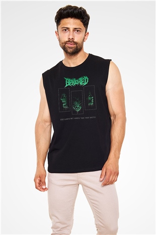 Benighted Baskılı Unisex Siyah Kolsuz Tişört - Tshirt
