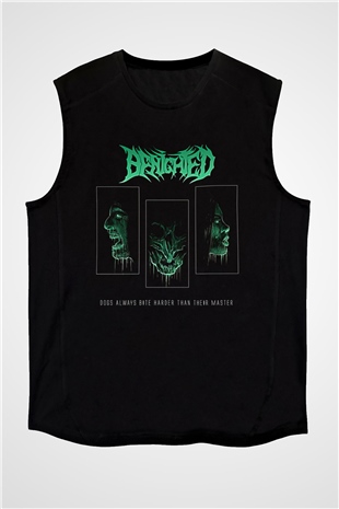 Benighted Baskılı Unisex Siyah Kolsuz Tişört - Tshirt
