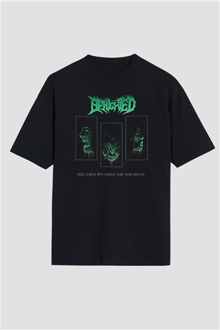 Benighted Baskılı Unisex Siyah Oversize Tişört - Tshirt