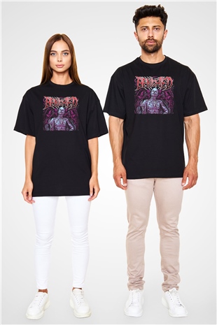 Benighted Baskılı Unisex Siyah Oversize Tişört - Tshirt