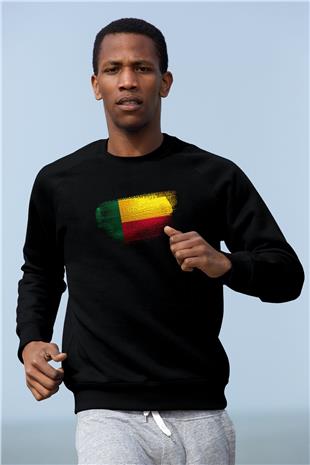 Benin Bayrağı Baskılı Unisex Siyah Sweatshirt