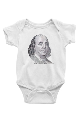 Benjamin Franklin Beyaz Bebek Body - Zıbın