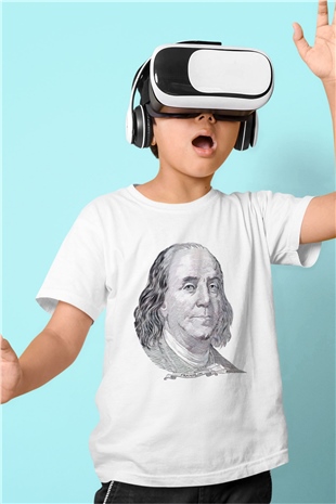 Benjamin Franklin Beyaz Unisex Çocuk Tişört