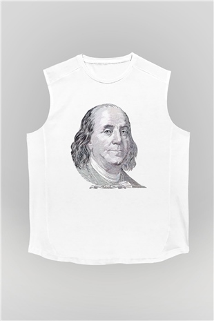 Benjamin Franklin Beyaz Unisex Kolsuz Tişört