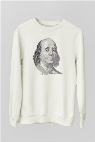Benjamin Franklin Beyaz Unisex Sweatshirt