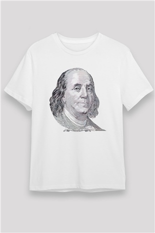 Benjamin Franklin Beyaz Unisex Tişört T-Shirt - TişörtFabrikası