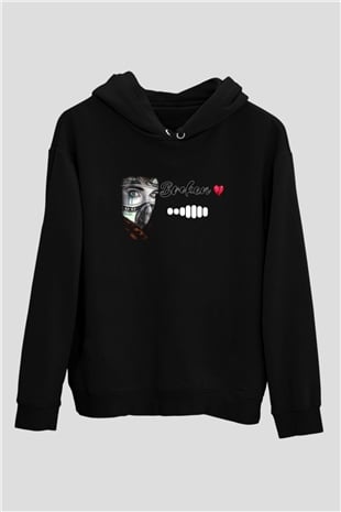 Benjamin Franklin Siyah Unisex Kapüşonlu Sweatshirt