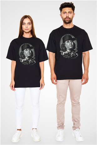 Benjamin Franklin Siyah Unisex Tişört T-Shirt - TişörtFabrikası