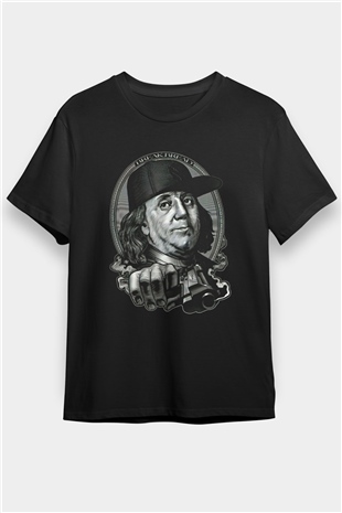 Benjamin Franklin Siyah Unisex Tişört T-Shirt - TişörtFabrikası