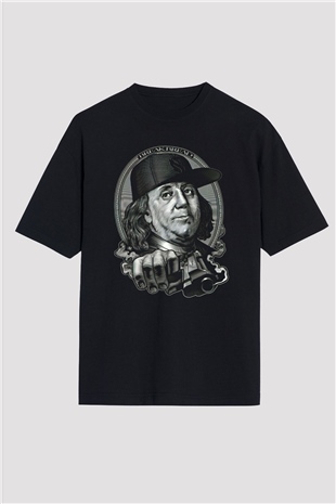 Benjamin Franklin Siyah Unisex Tişört T-Shirt - TişörtFabrikası