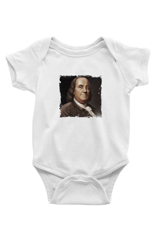 Benjamin Franklin Unisex Baskılı Beyaz Bebek Body - Zıbın