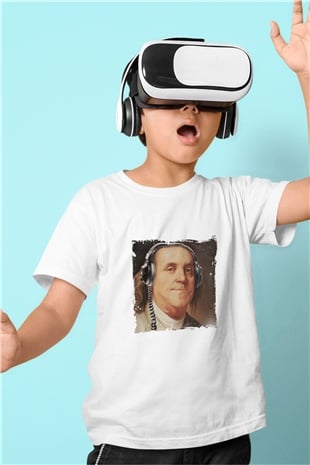 Benjamin Franklin Unisex Baskılı Beyaz Çocuk Tişört