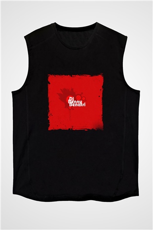Benny Benassi Baskılı Unisex Siyah Kolsuz Tişört