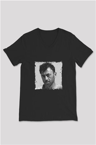 Benny Benassi Baskılı Unisex Siyah V Yaka Tişört