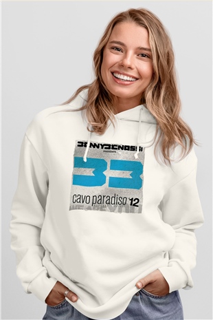 Benny Benassi Beyaz Unisex Kapüşonlu Sweatshirt