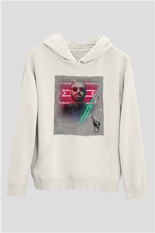 Benny Benassi Beyaz Unisex Kapüşonlu Sweatshirt
