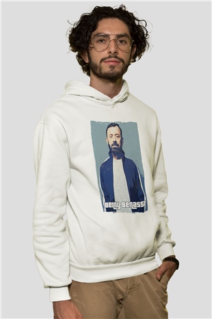 Benny Benassi Beyaz Unisex Kapüşonlu Sweatshirt