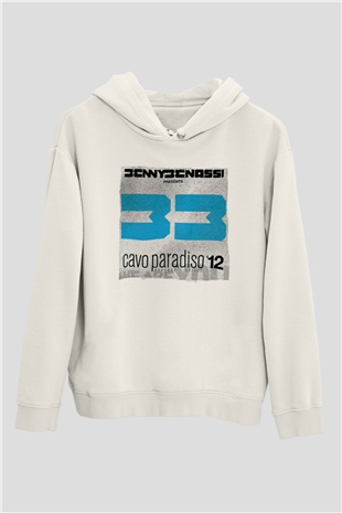 Benny Benassi Beyaz Unisex Kapüşonlu Sweatshirt