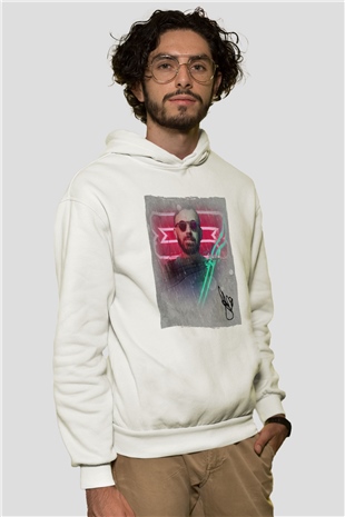 Benny Benassi Beyaz Unisex Kapüşonlu Sweatshirt