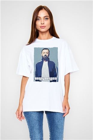 Benny Benassi Beyaz Oversize Tişört Oversize T-shirt - TişörtFabrikası