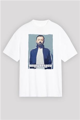 Benny Benassi Beyaz Oversize Tişört Oversize T-shirt - TişörtFabrikası