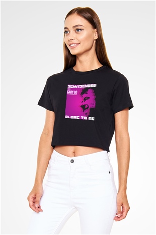 Benny Benassi Siyah  Crop Top Tişört