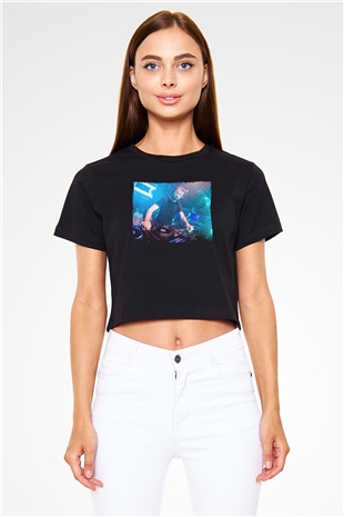 Benny Benassi Siyah  Crop Top Tişört