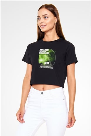 Benny Benassi Siyah  Crop Top Tişört