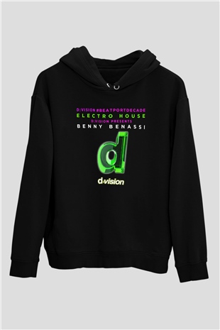 Benny Benassi Siyah Unisex Kapüşonlu Sweatshirt